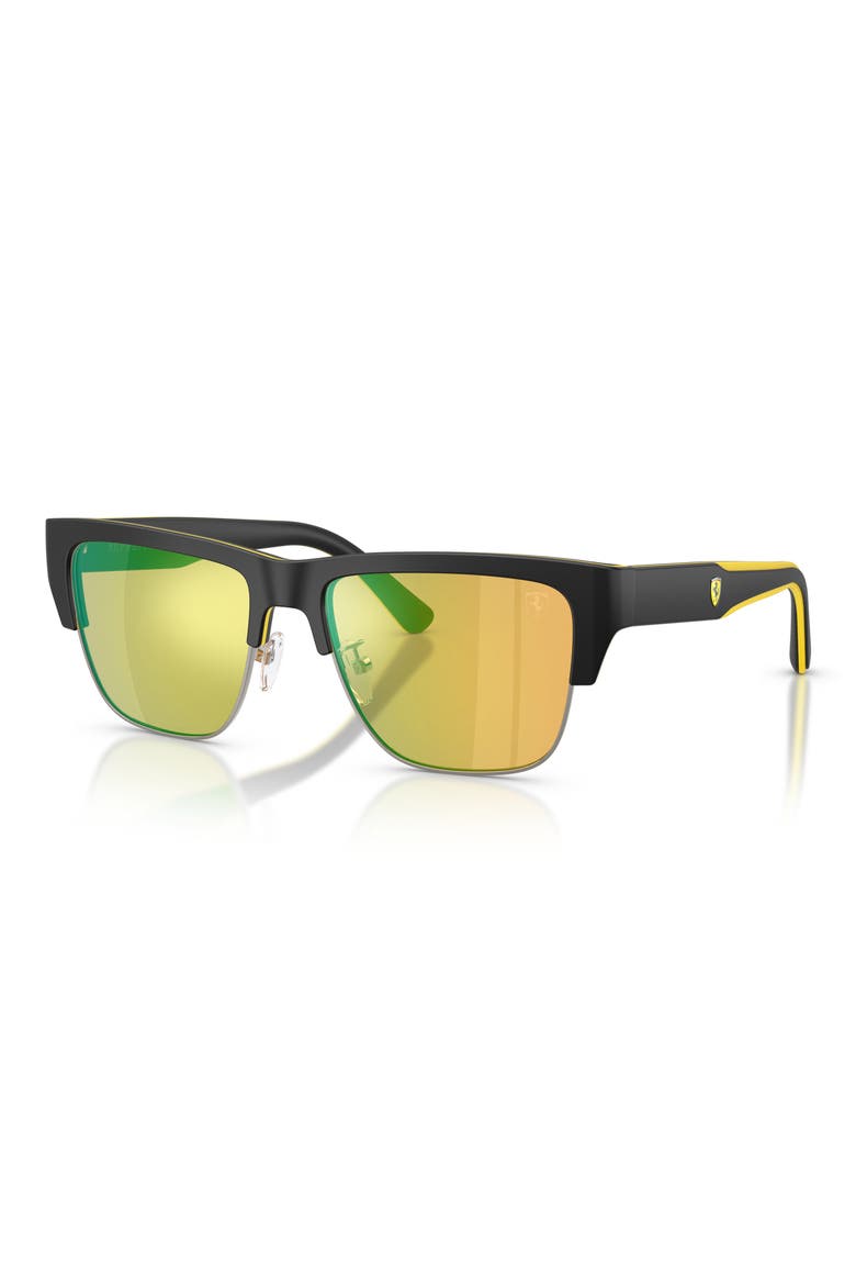 55mm Square Sunglasses, Alternate, color, BLACK MATTE YELLOW BLACK