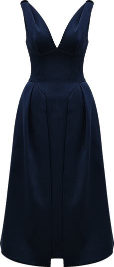 Paloma Plunge Neck Sleeveless Midi Dress