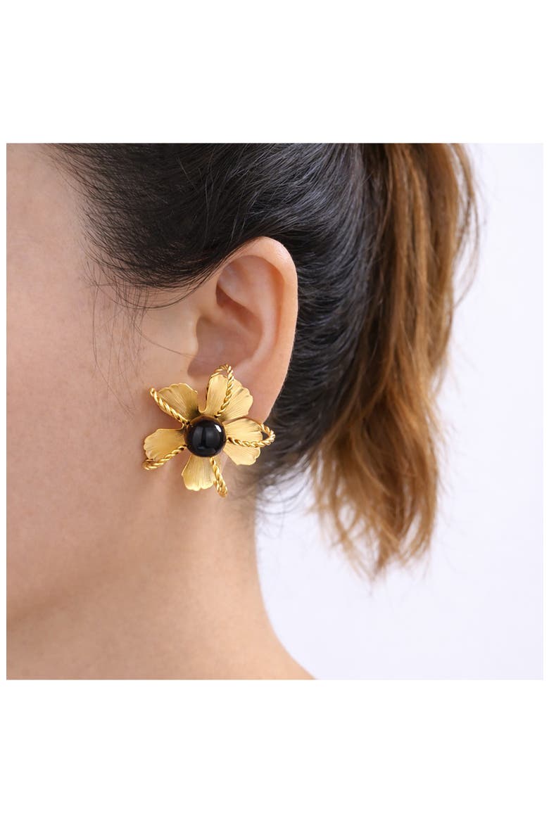 Olena Flower Stud Earrings, Alternate, color, GOLD