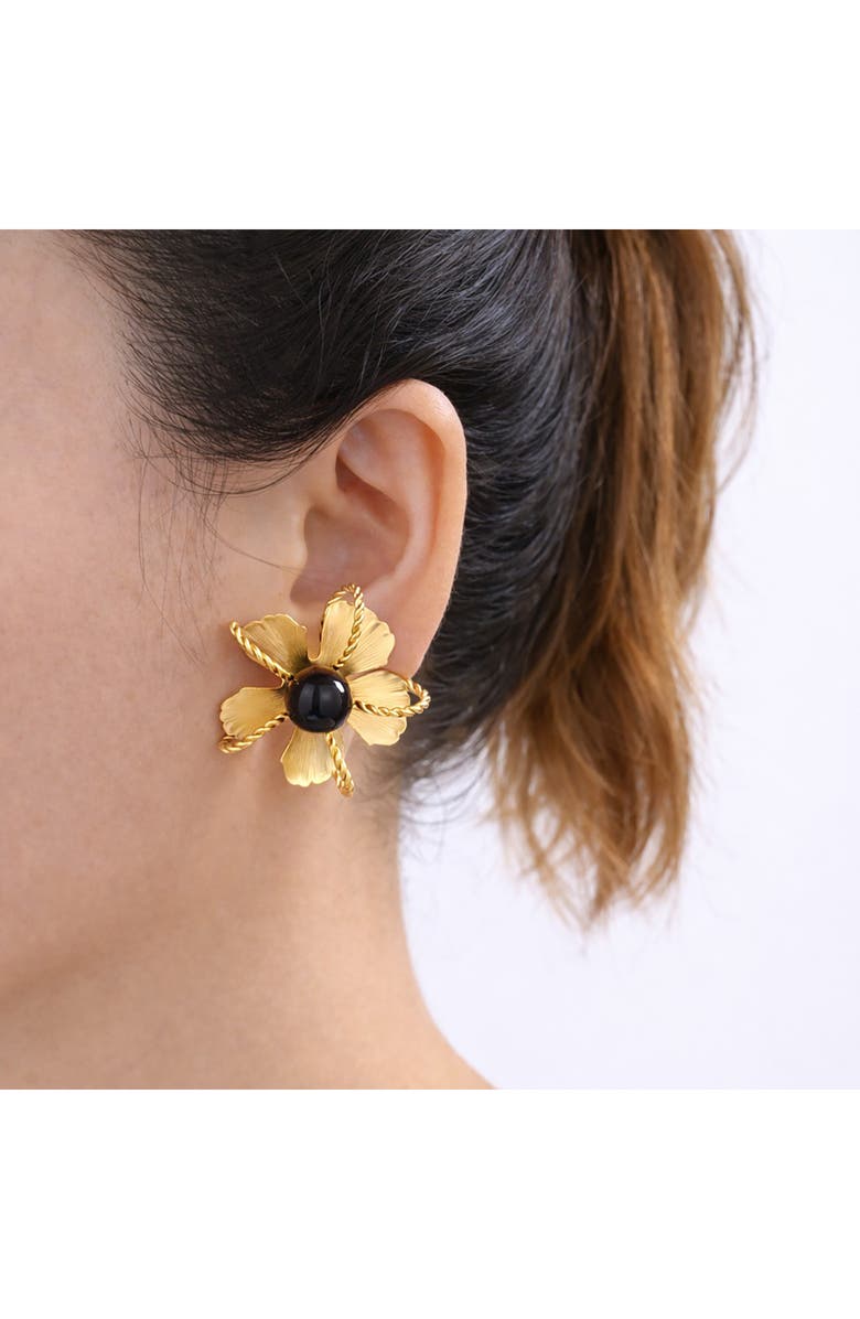 EYE CANDY LOS ANGELES Olena Flower Stud Earrings, Alternate, color, Gold