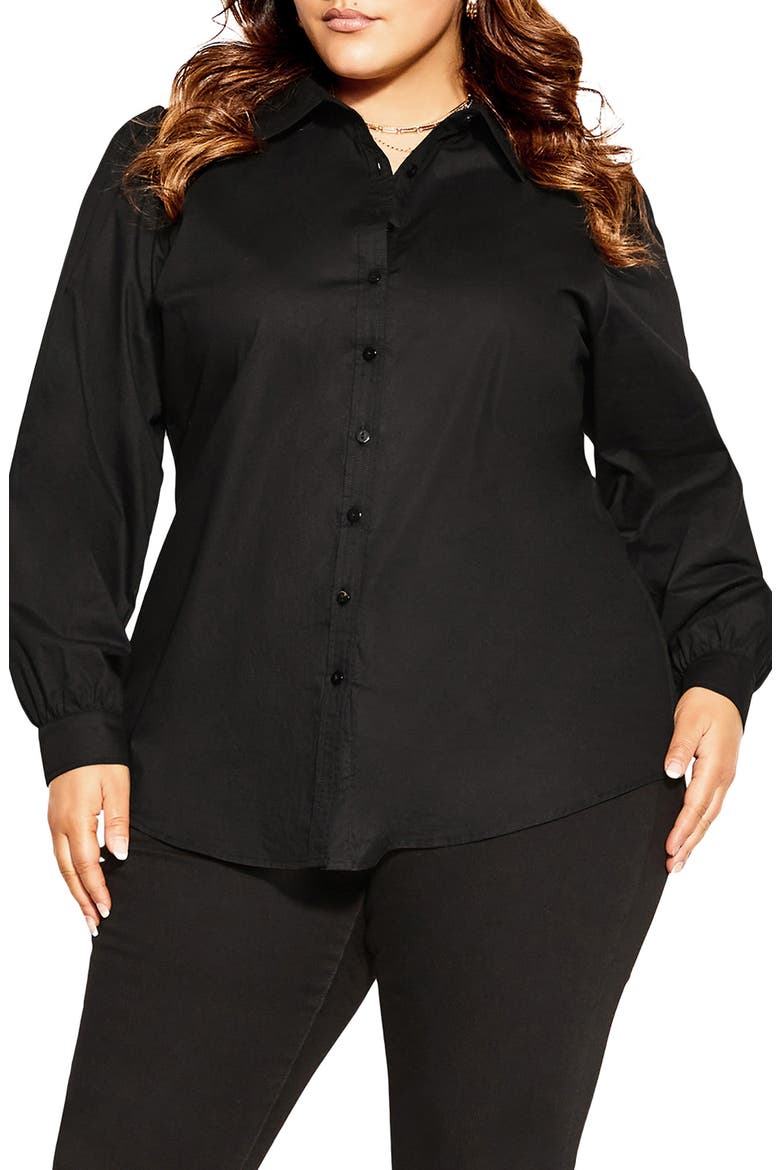 Clean Look Long Sleeve Cotton Button-Up Shirt, Main, color, BLACK