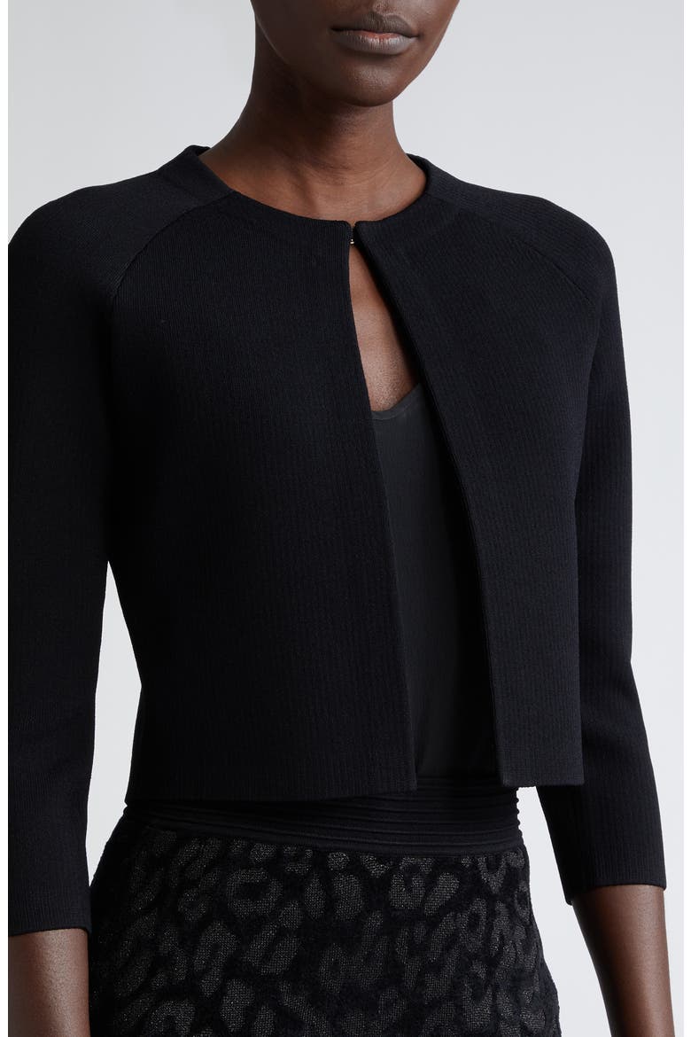 Rib Knit Bolero Jacket, Alternate, color, BLACK