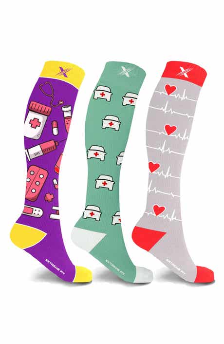 Medical Print 3-Pack Compression Socks