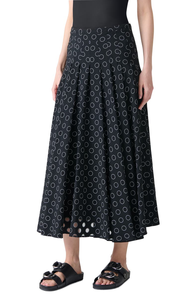Akris punto Polka Dot Organza Pleated Midi Skirt, Alternate, color, Black-Cream