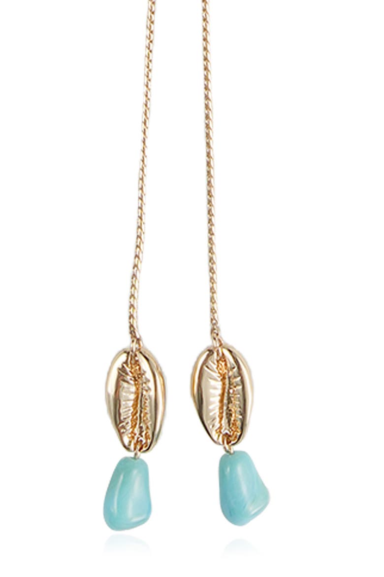 Beaded Cowrie Charm Bolo Necklace, Alternate, color, TURQUOISE