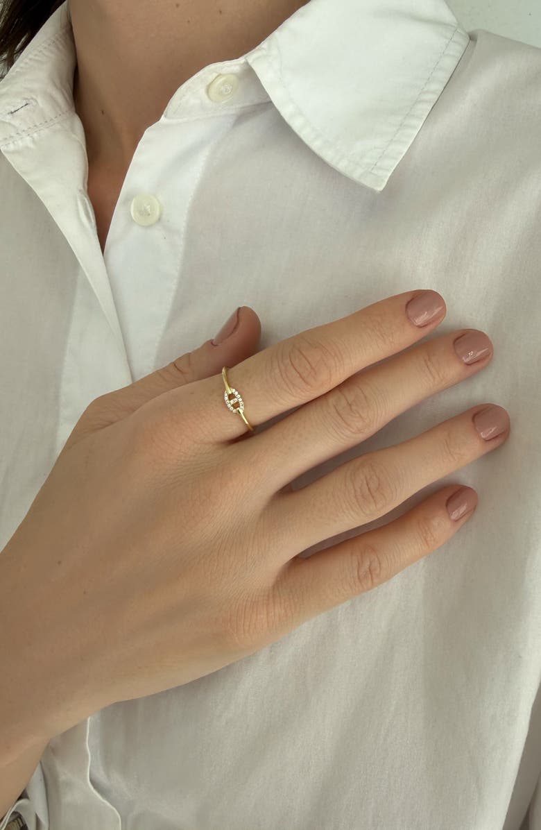 Adornia 14K Gold Plated Cubic Zirconia Mariner Link Ring, Alternate, color, Gold