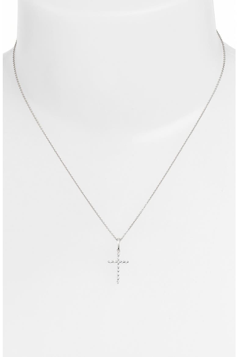 Diamond Cross Pendant Necklace, Alternate, color, WHITE GOLD