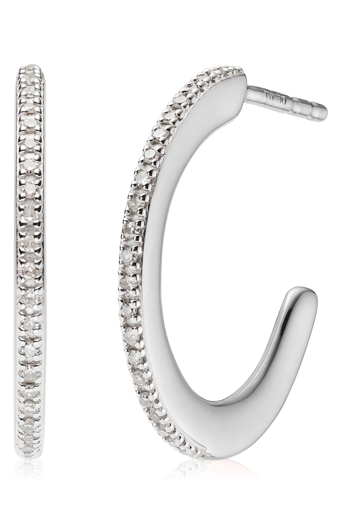 Monica Vinader Fiji Skinny Hoop Diamond Earrings