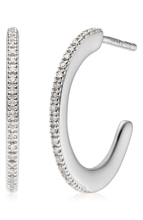 Fiji Skinny Hoop Diamond Earrings