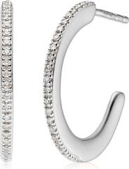 Monica Vinader Fiji Skinny Hoop Diamond Earrings