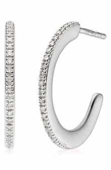 Monica Vinader Fiji Skinny Hoop Diamond Earrings