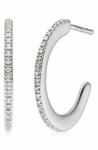 Monica Vinader Fiji Skinny Hoop Diamond Earrings