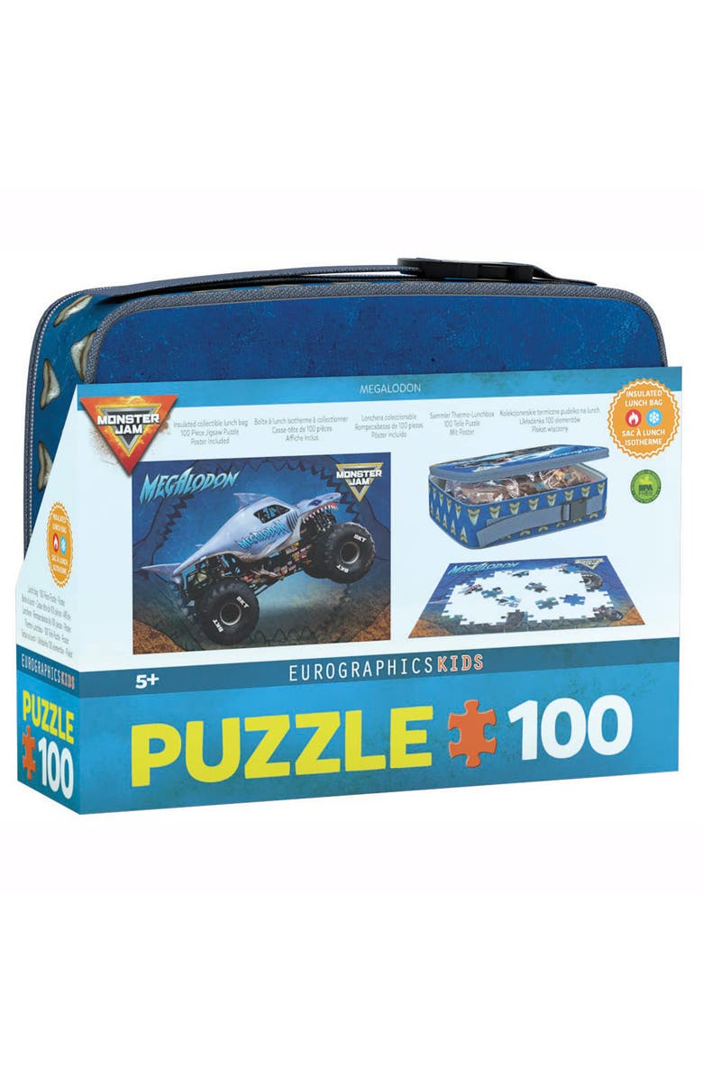 Eurographics Monster Jam Puzzle & Lunch Box Megalodon, 100Piece Jigsaw, Alternate, color, Multicolored