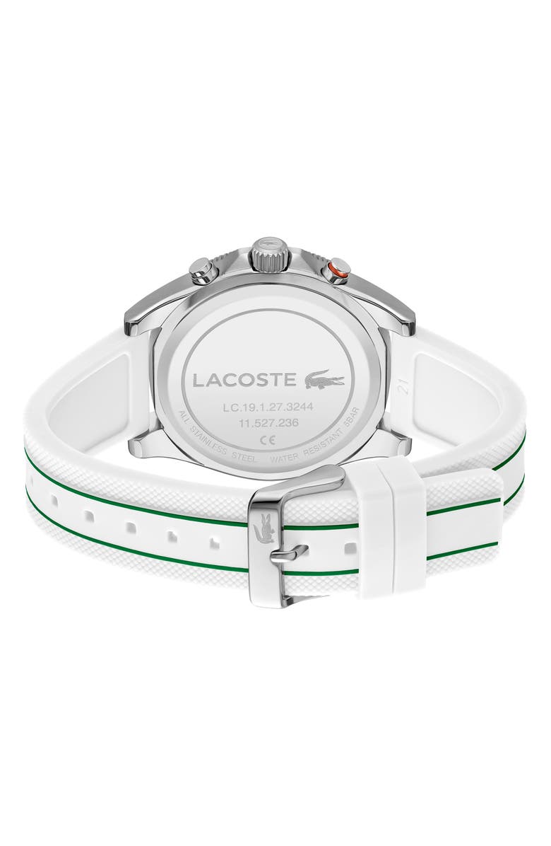 Lacoste Mainsail Chronograph Silicone Strap Watch, 43mm, Alternate, color, White