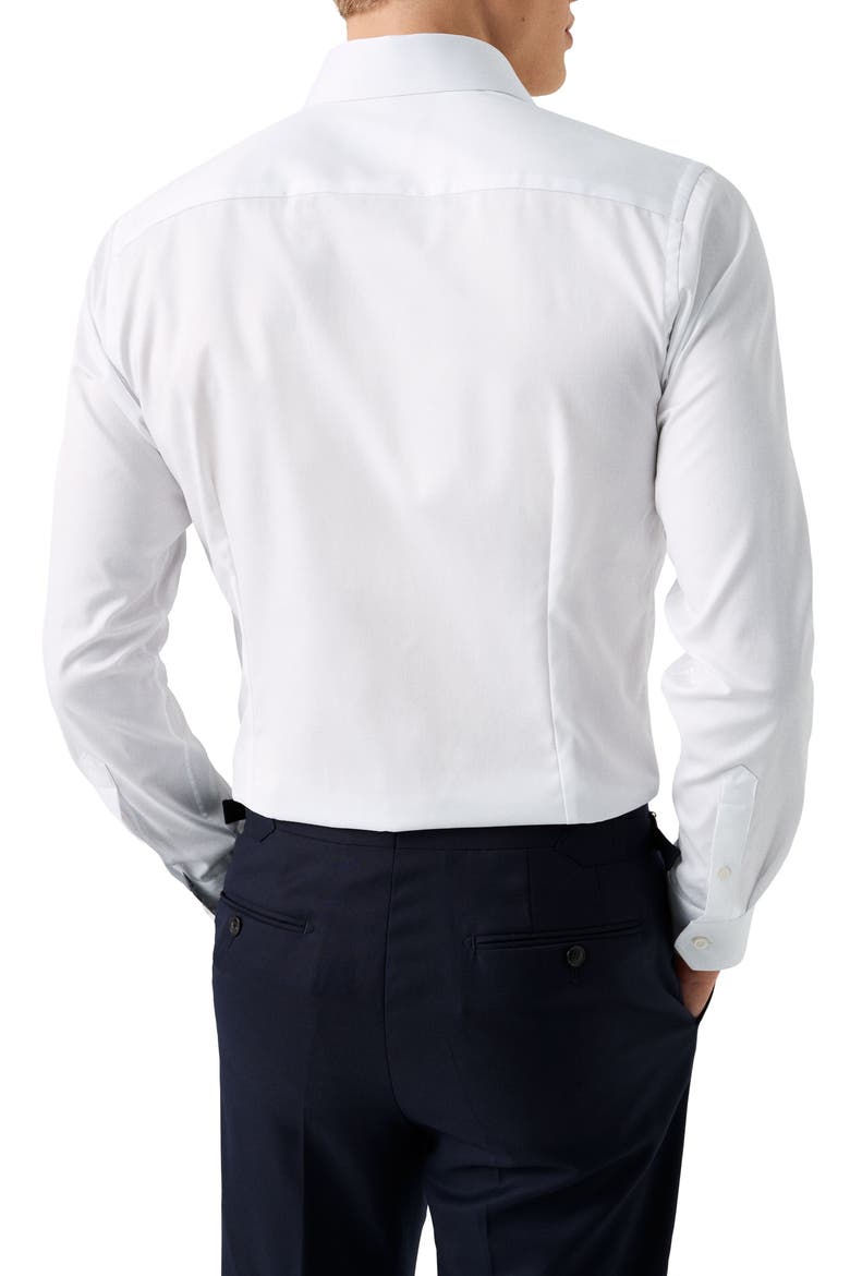 Slim Fit Solid White Cotton Twill Dress Shirt, Alternate, color, WHITE