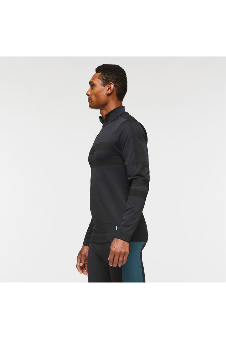 Debajo Seamless Baselayer Quarter-Zip - Men's, Alternate, color, Black Stripes
