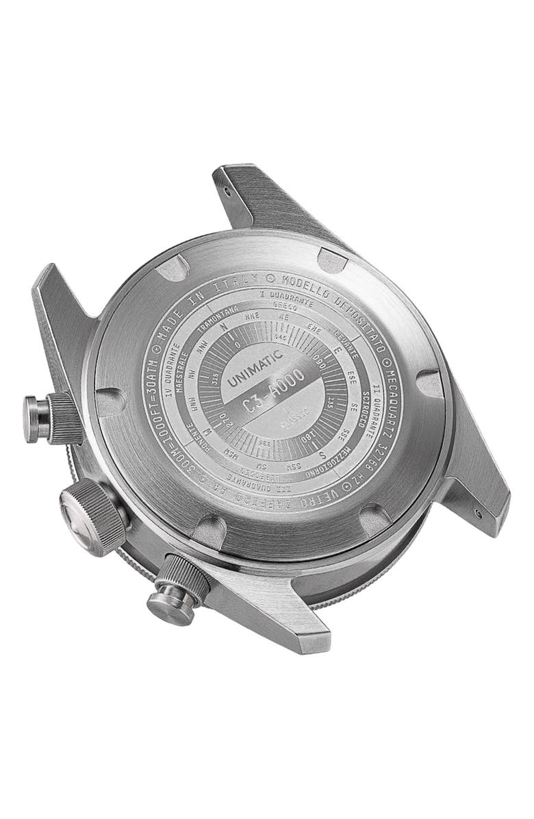 UNIMATIC Modello Tre NATO Strap Classic Chronograph Watch, 41mm x 42mm, Alternate, color, Black Steel