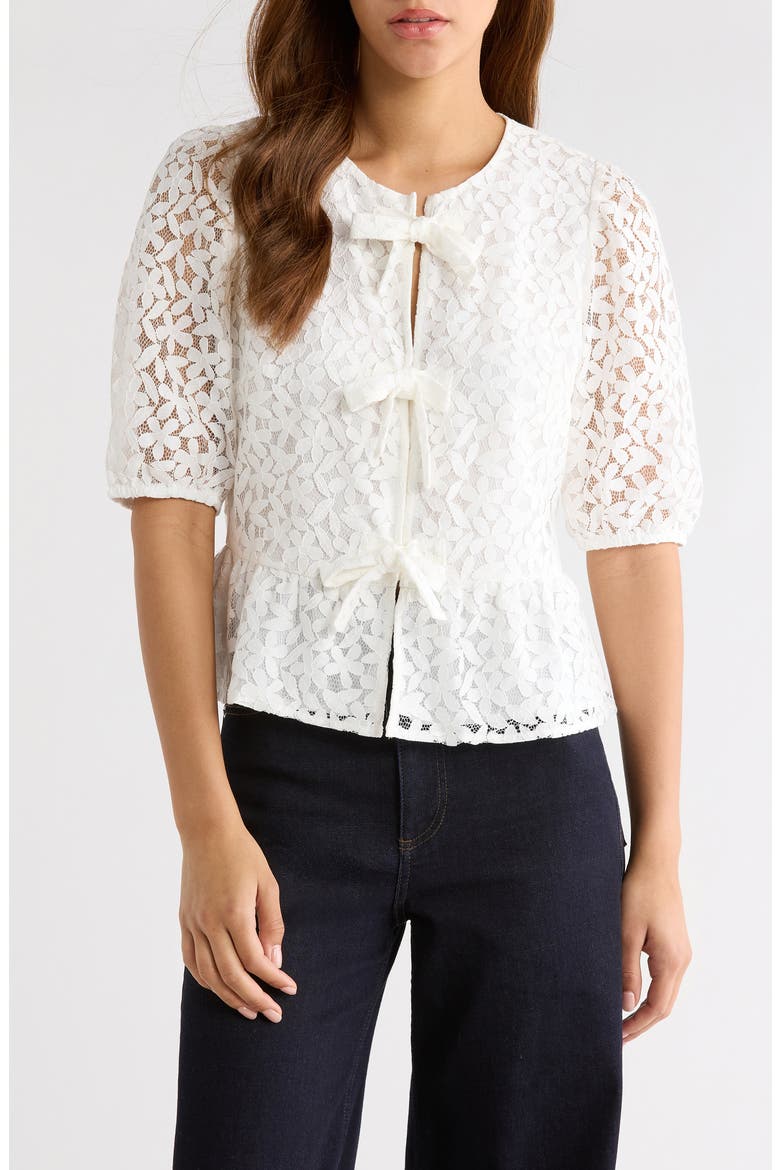 Lace Peplum Top, Main, color, NEW IVORY