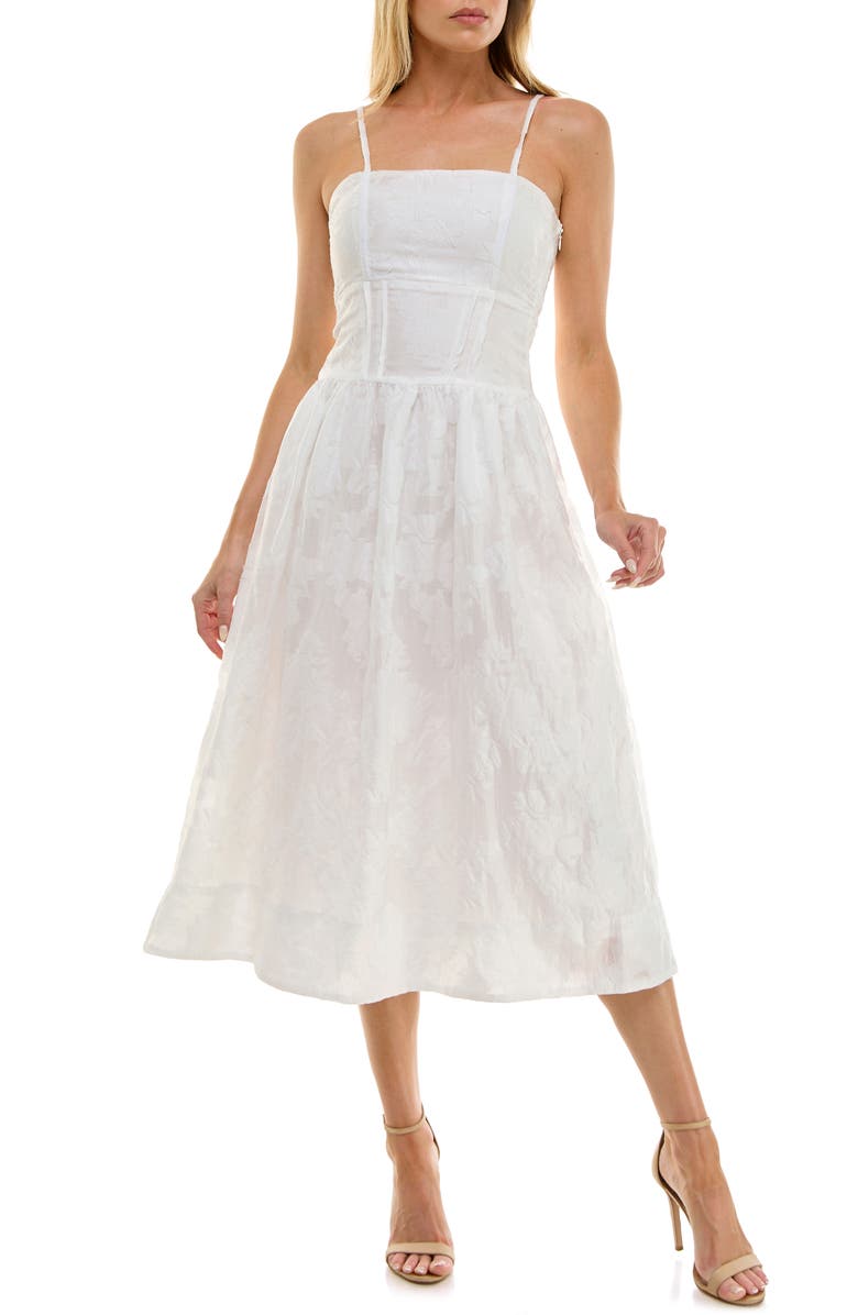 Socialite Jacquard Midi Sundress, Main, color, White
