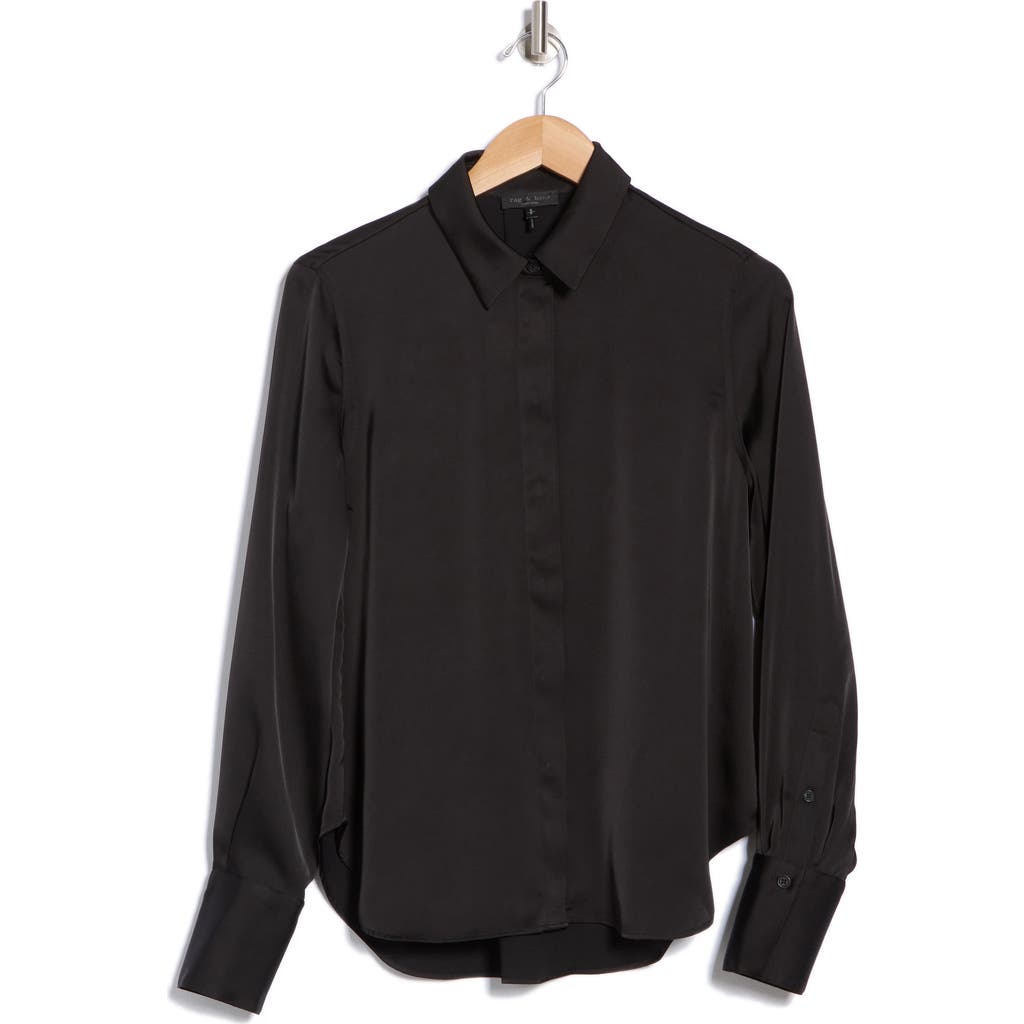 Rag & Bone Darla Long Sleeve Button-up Shirt In Black