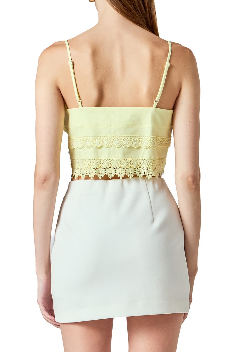 Endless Rose Lace Crop Cotton & Linen Camisole, Alternate, color, Butter