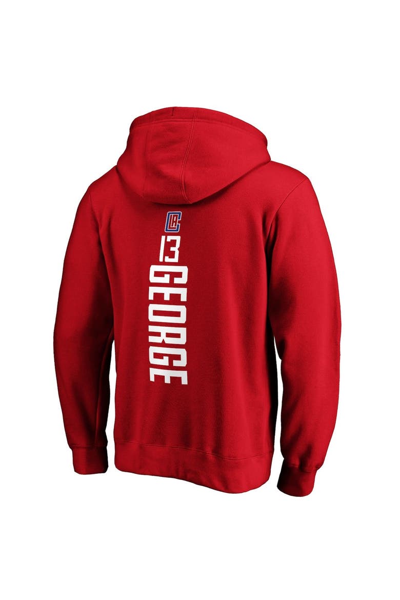 Men's Fanatics Branded Paul George Red LA Clippers Team Playmaker Name & Number Pullover Hoodie, Alternate, color, Red