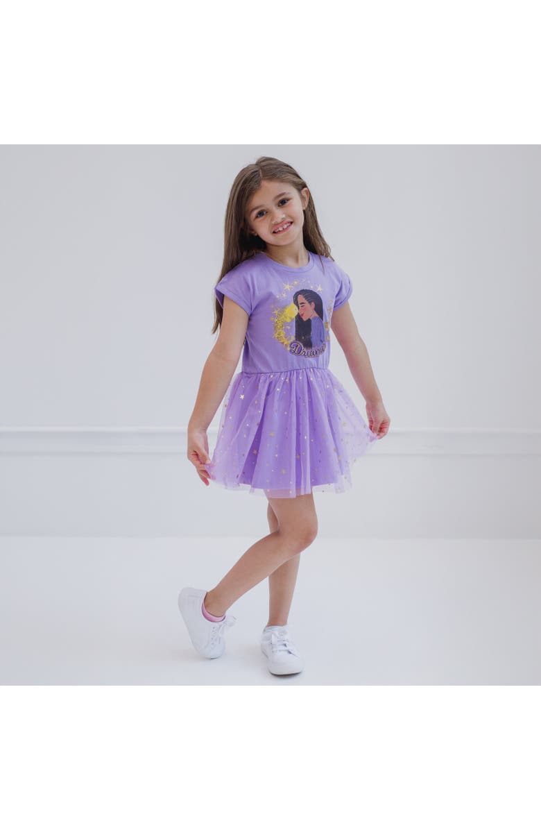 Disney Wish Short Sleeve Tulle Dress, Alternate, color, Purple