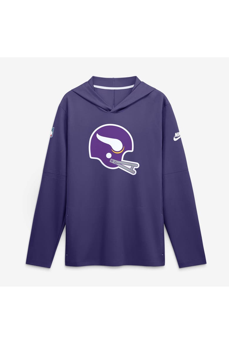 Men's Nike Purple Minnesota Vikings Sideline Alternate Lightweight Long Sleeve Hooded Dri-FIT T-Shirt, Main, color, Purple