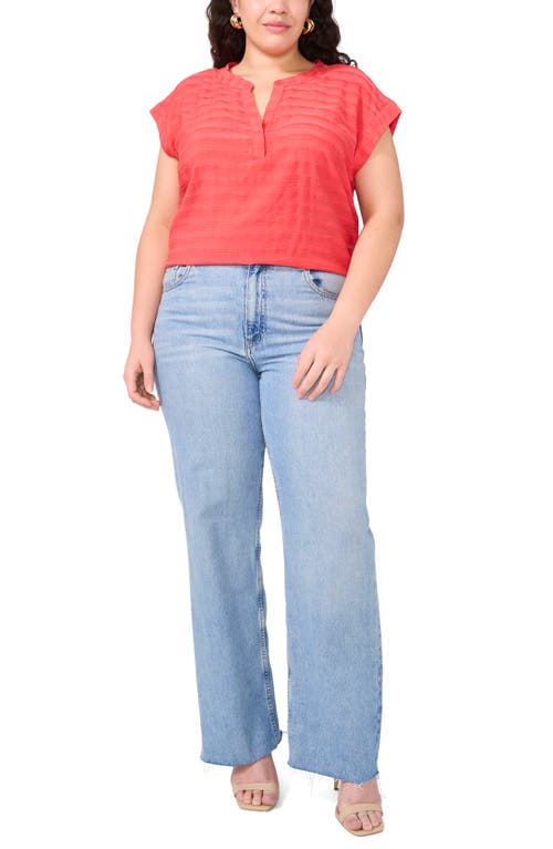 Shop Vince Camuto Textured Stripe Popover Top In Cayenne