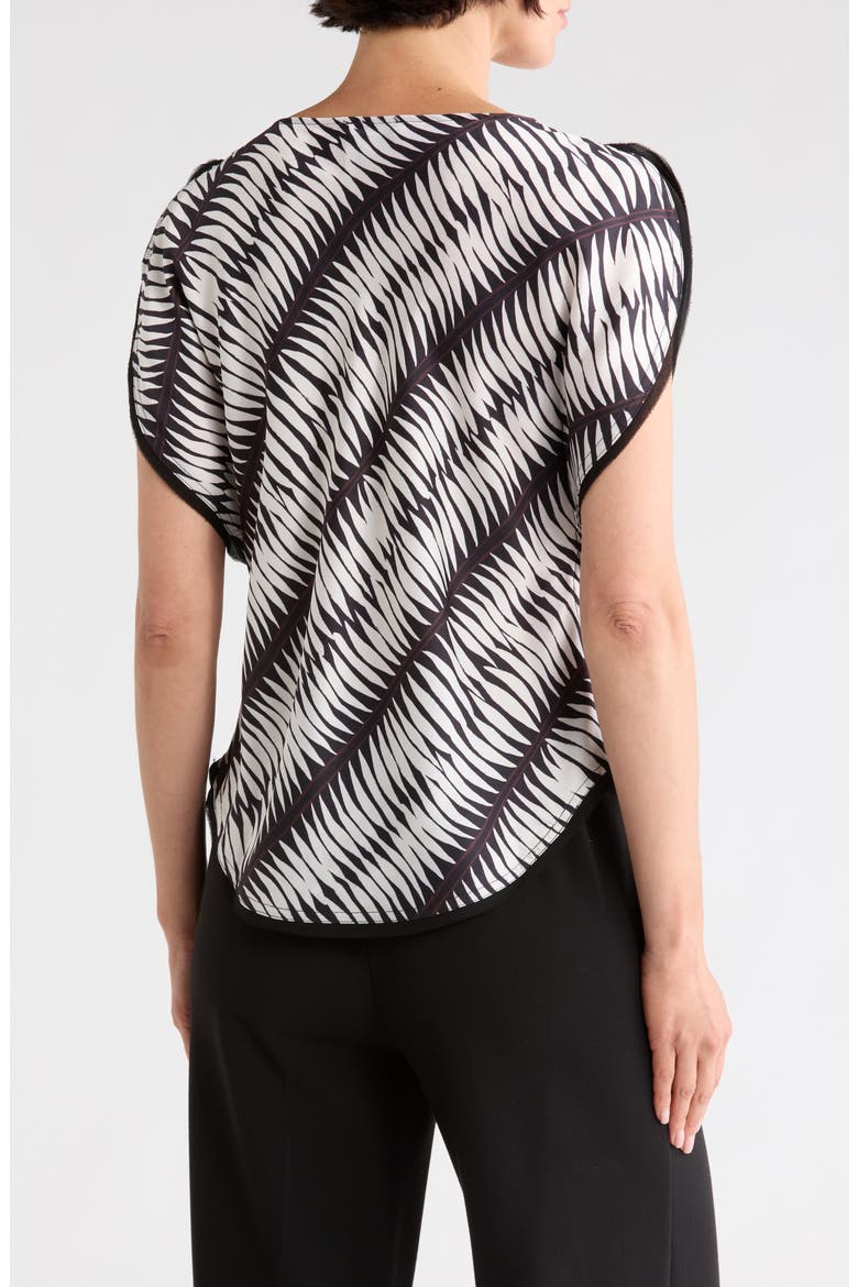 Satin Flutter Sleeve Top, Alternate, color, BLACK/ TOBACCO