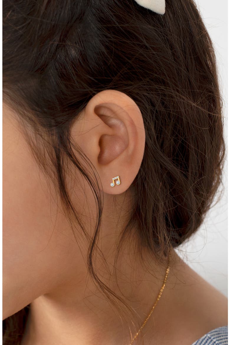 14K Gold Magical Music Notes Studs Screw Back Earrings, Alternate, color, 14K Yellow Gold