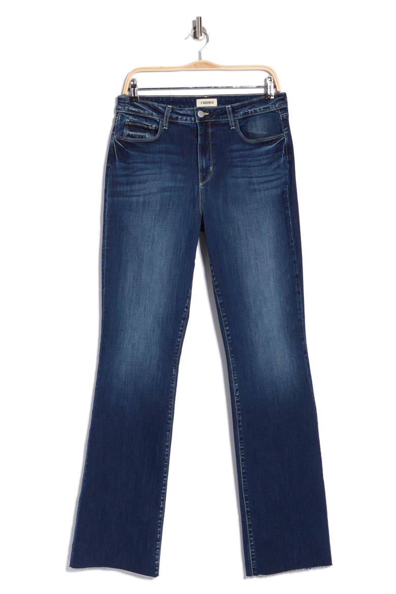 Ruth High Waist Raw Hem Straight Leg Jeans, Main, color, COLUMBIA
