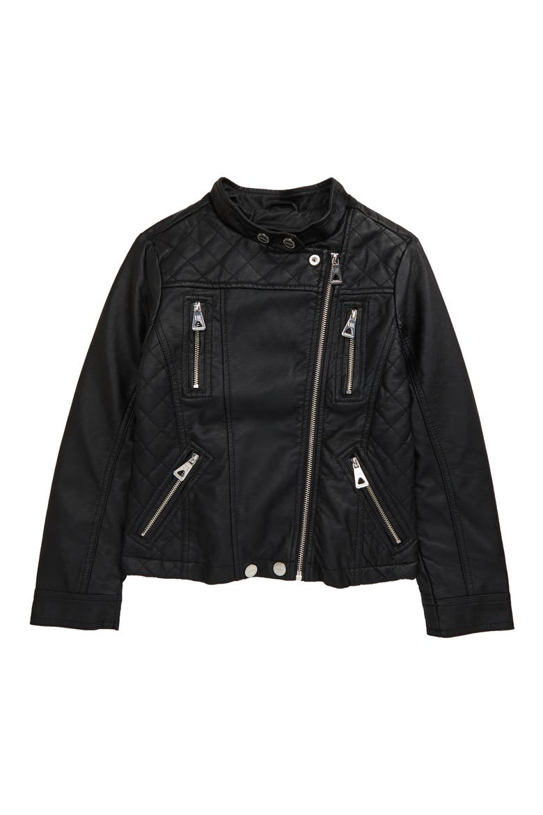 Faux Leather Moto Jacket, Main, color, BLACK