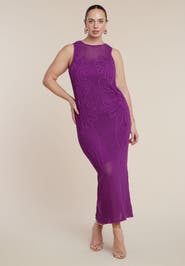 ELOQUII Floral Rope Knit Maxi Dresss