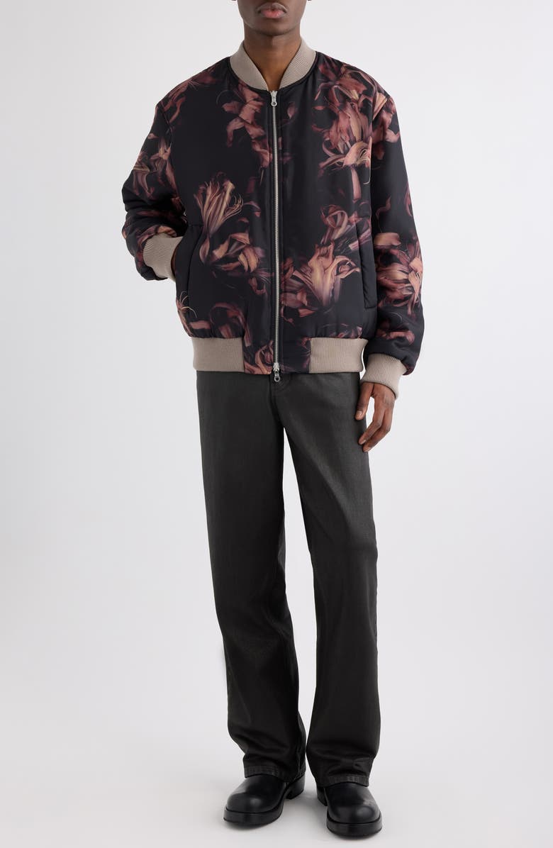 Dries Van Noten Volker Floral Reversible Satin Bomber Jacket, Alternate, color, Old Rose
