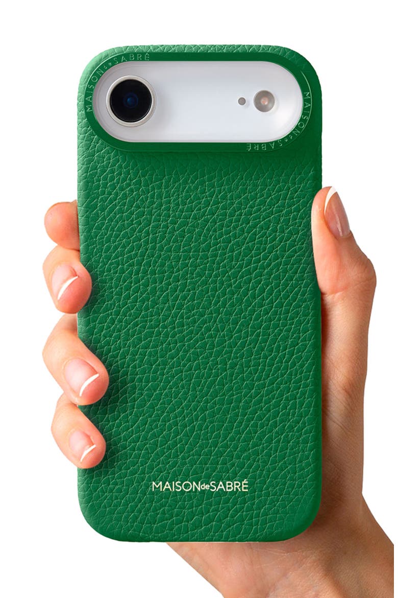 Leather Phone Case iPhone 17 Air, Alternate, color, Emerald Green