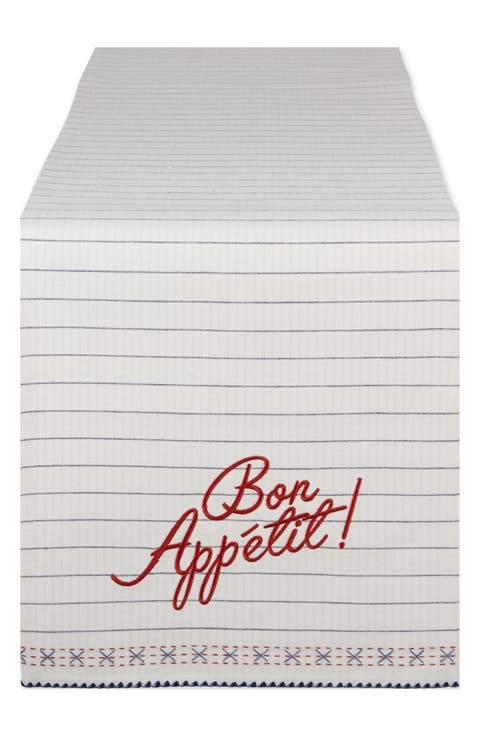 Bon Appétit Embroidered Table Runner
