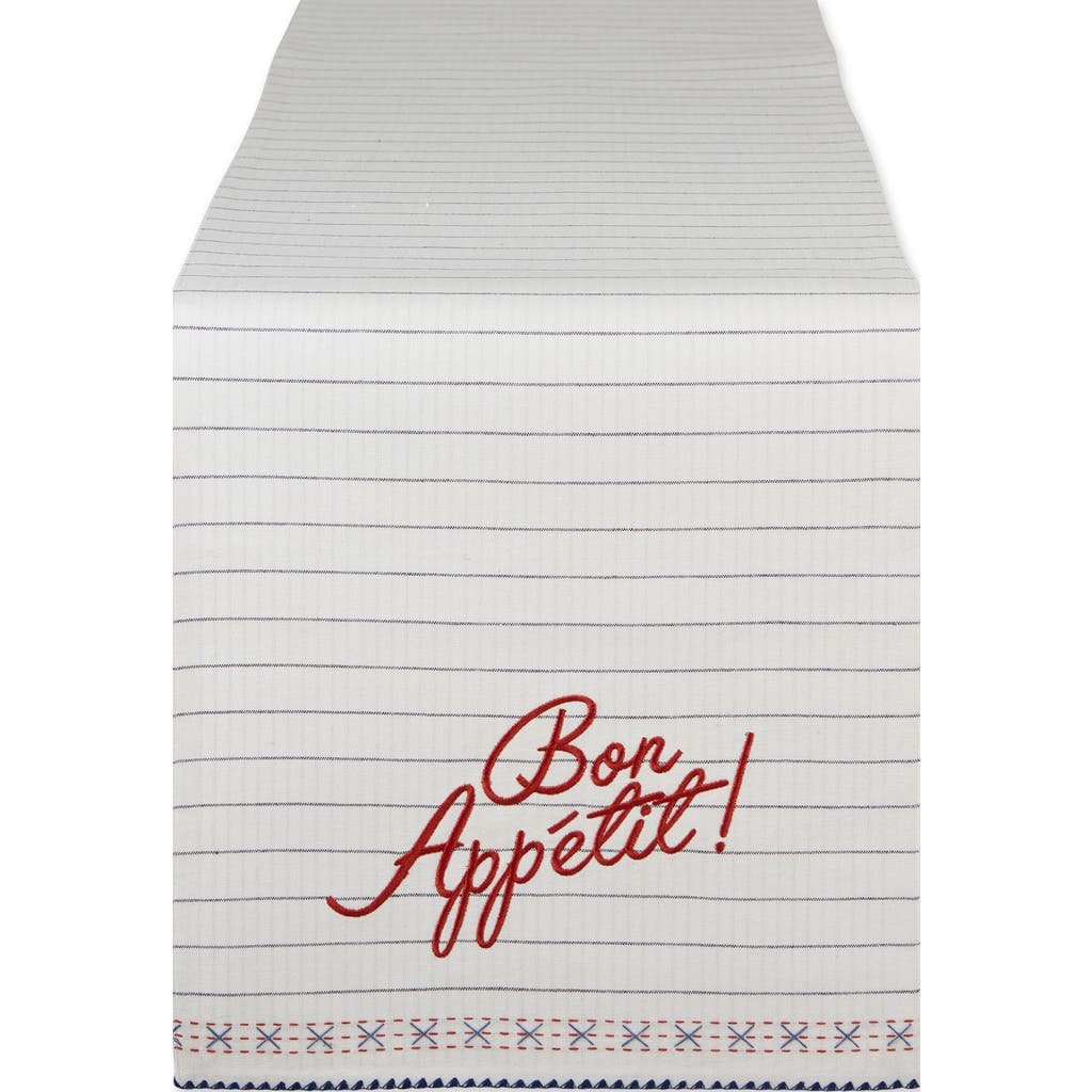 Design Imports Bon Appétit Embroidered Table Runner In White