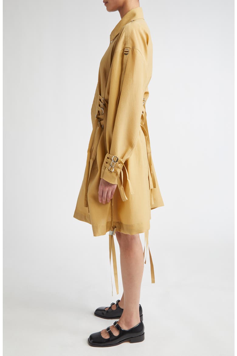 Buckled Strap Wool & Silk Coat, Alternate, color, BEIGE