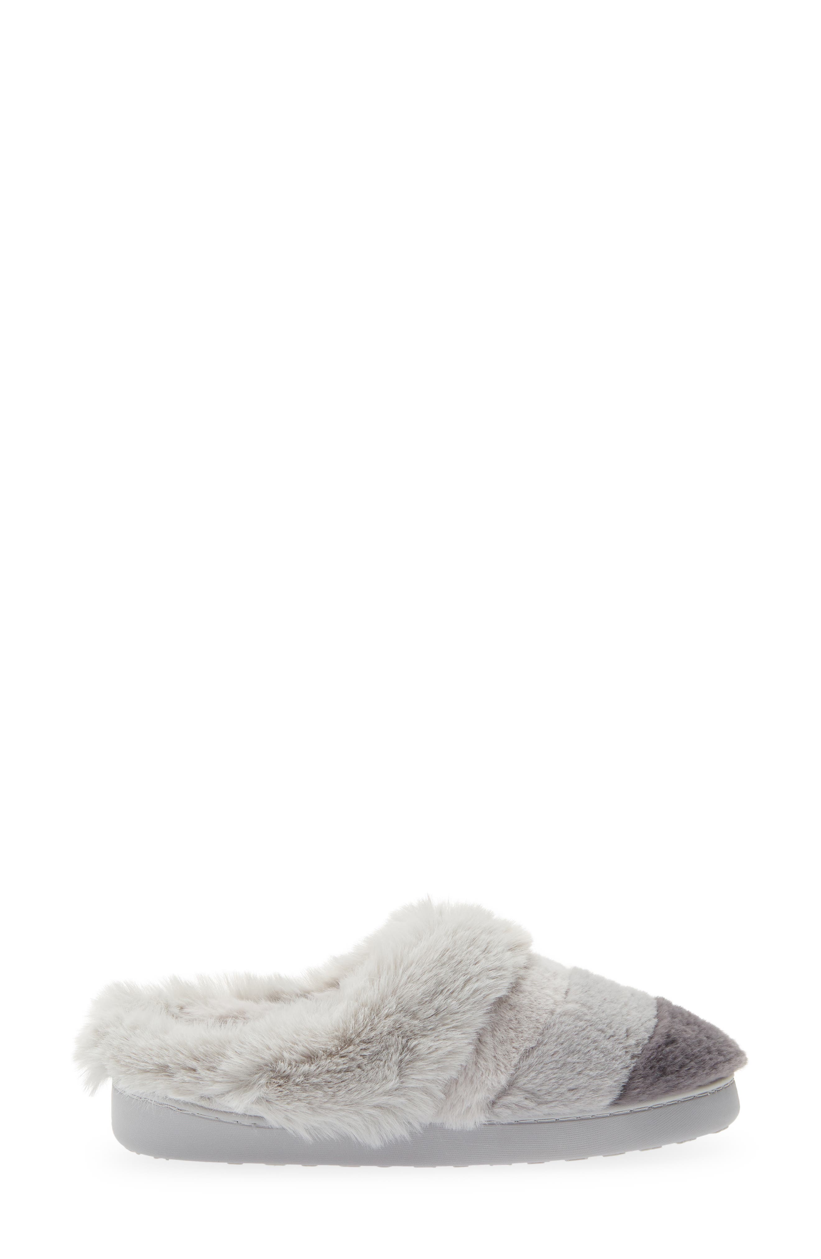 Colorblocked Faux Fur Scuff Slipper, Alternate, color, HIGH RISE