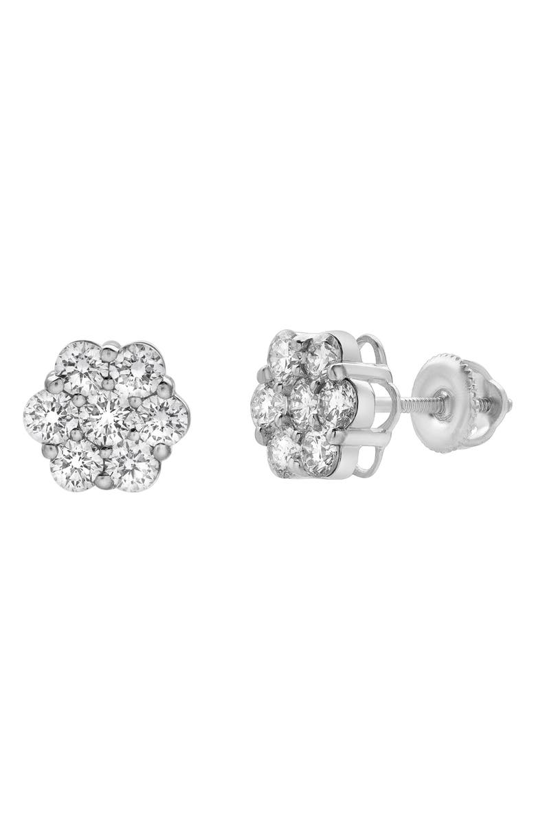 LuvMyJewelry Lab Grown Diamond Floral Cluster Stud Earrings, Alternate, color, 14K White Gold