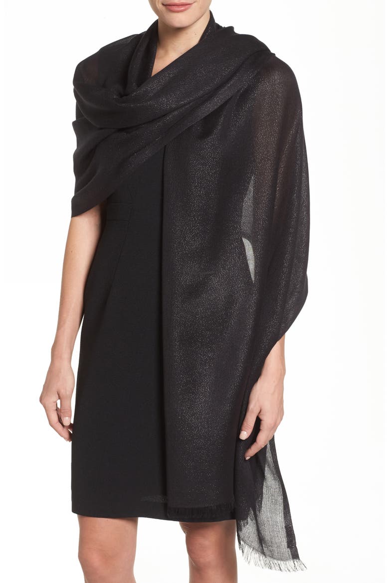 Metallic Lightweight Wrap, Main, color, BLACK