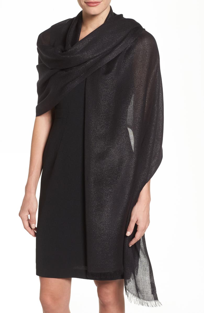 Nordstrom Metallic Lightweight Wrap, Main, color, Black