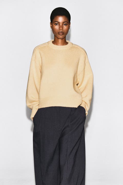 Rounded Wool Crew-Neck Sweater