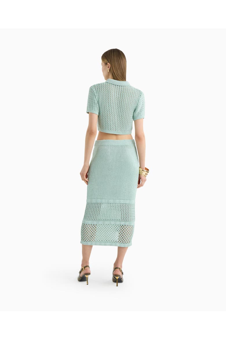 Ruby crochet midi skirt, Alternate, color, Misty Jade