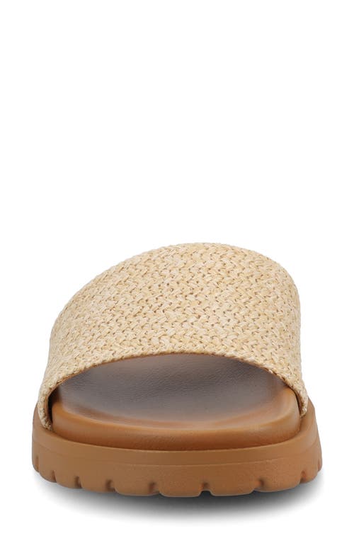 Journee Collection Starr Woven Platform Slide Sandal In Natural