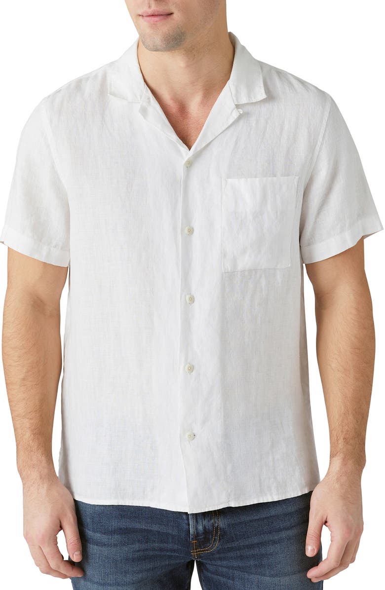 Lucky Brand Short Sleeve Button-Up Shirt, Main, color, Bright White