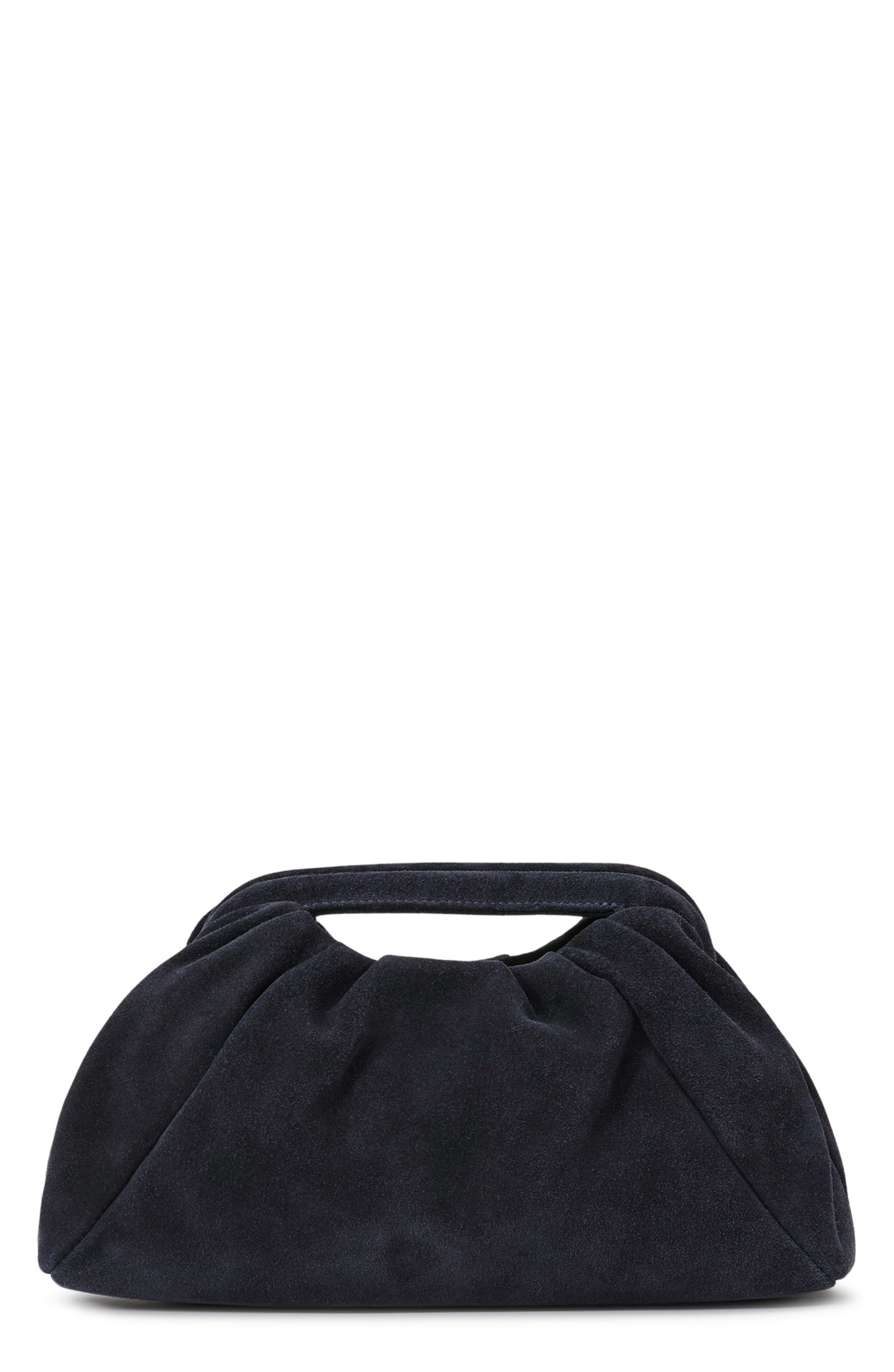 June Leather Clutch, Main, color, NAVY