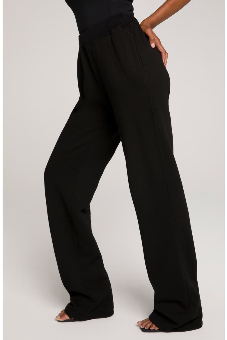Terry Fleece Wide Leg Sweatpants, Alternate, color, BLACK001