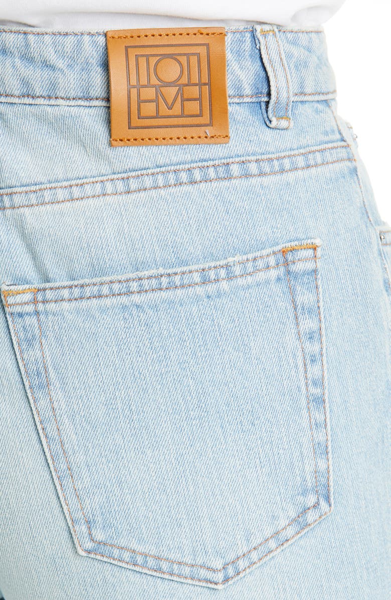 TOTEME High Waist Flare Crop Jeans, Alternate, color, 